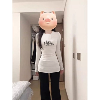 白色修身内搭打底衫女秋冬中长款遮屁股独特漂亮洋气长袖t恤上衣