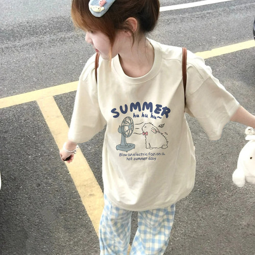 白色纯棉短袖t恤女2026新款夏季宽松韩系chic别致穿搭温柔风上衣