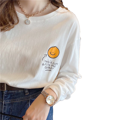 秋冬季加绒纯棉百搭长袖t恤女