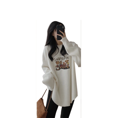 白色纯棉打底衫女秋冬季加绒