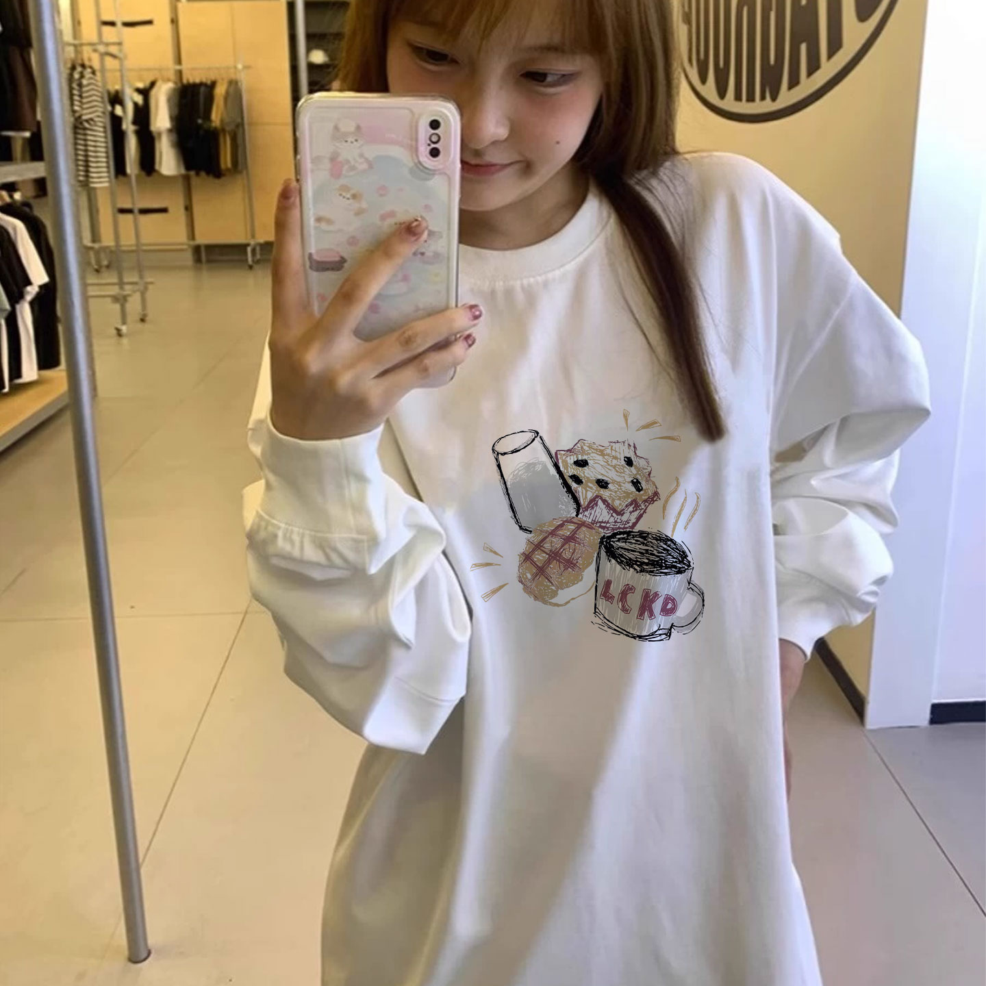 白色纯棉长袖t恤女2025新款秋冬加绒内搭高级感打底衫上衣可外穿