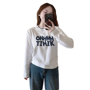 白色纯棉长袖t恤女装2026新款春秋冬季高级感加绒打底衫宽松上衣