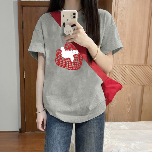 今年流行的女装灰色纯棉短袖t恤女2026新款夏季独特漂亮初夏上衣