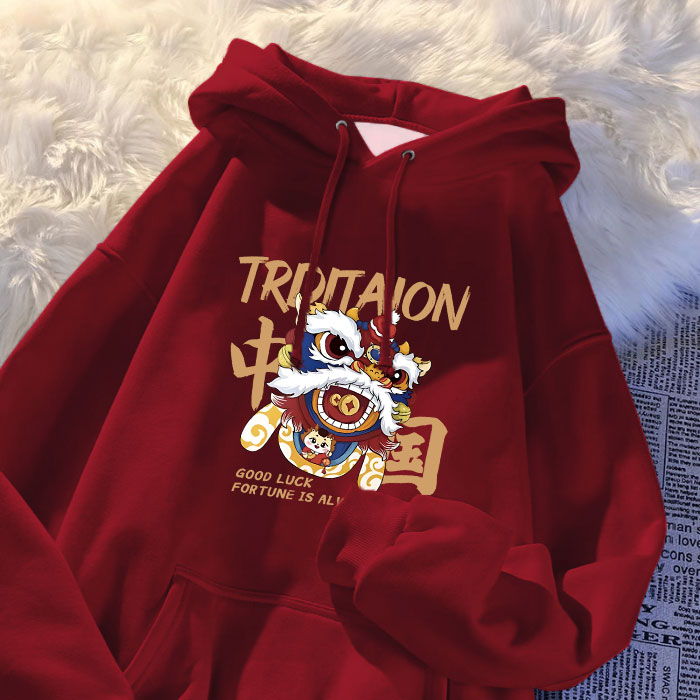 本命年蛇年衣服红色女士卫衣秋冬季加绒加厚2025新款连帽外套上衣