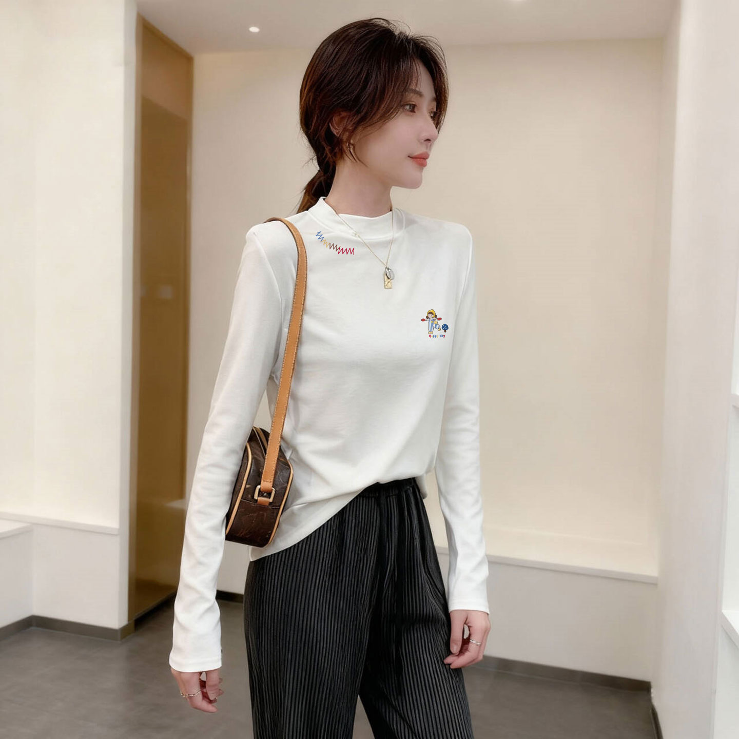 秋冬季德绒保暖内搭高级感打底衫女装2025新款长袖t恤上衣可外穿