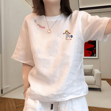 夏日韩系漂亮纯棉白色短袖t恤女夏季2025新款高级小众不撞衫上衣