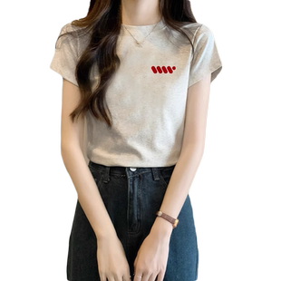 纯棉短袖t恤女2026新款夏季时尚洋气百搭修身显瘦气质小个子上衣