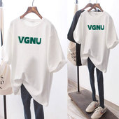 宽松大码 女装 秋季 白色纯棉短袖 上衣打底衫 夏季 长袖 t恤女2026新款