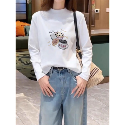 秋冬季德绒内搭高级感可外穿女士打底衫2025新款白色长袖t恤上衣