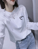 纯棉长袖 美式 t恤女2026新款 加绒内搭打底衫 复古上衣 秋冬季 情侣装