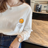 t恤上衣可外穿 洋气加绒长袖 白色纯棉内搭高级感打底衫 女春秋冬季