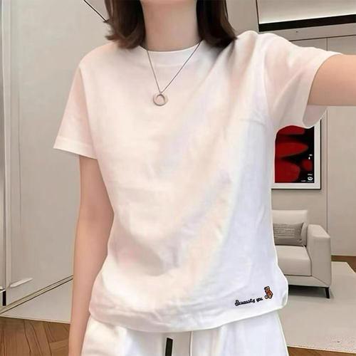 白色纯棉短袖t恤女2026新款夏季巨好看的上衣不撞款淡人高知穿搭