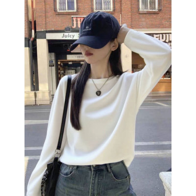 白色纯棉长袖t恤女2025新款秋冬德绒内搭高级感打底衫上衣可外穿