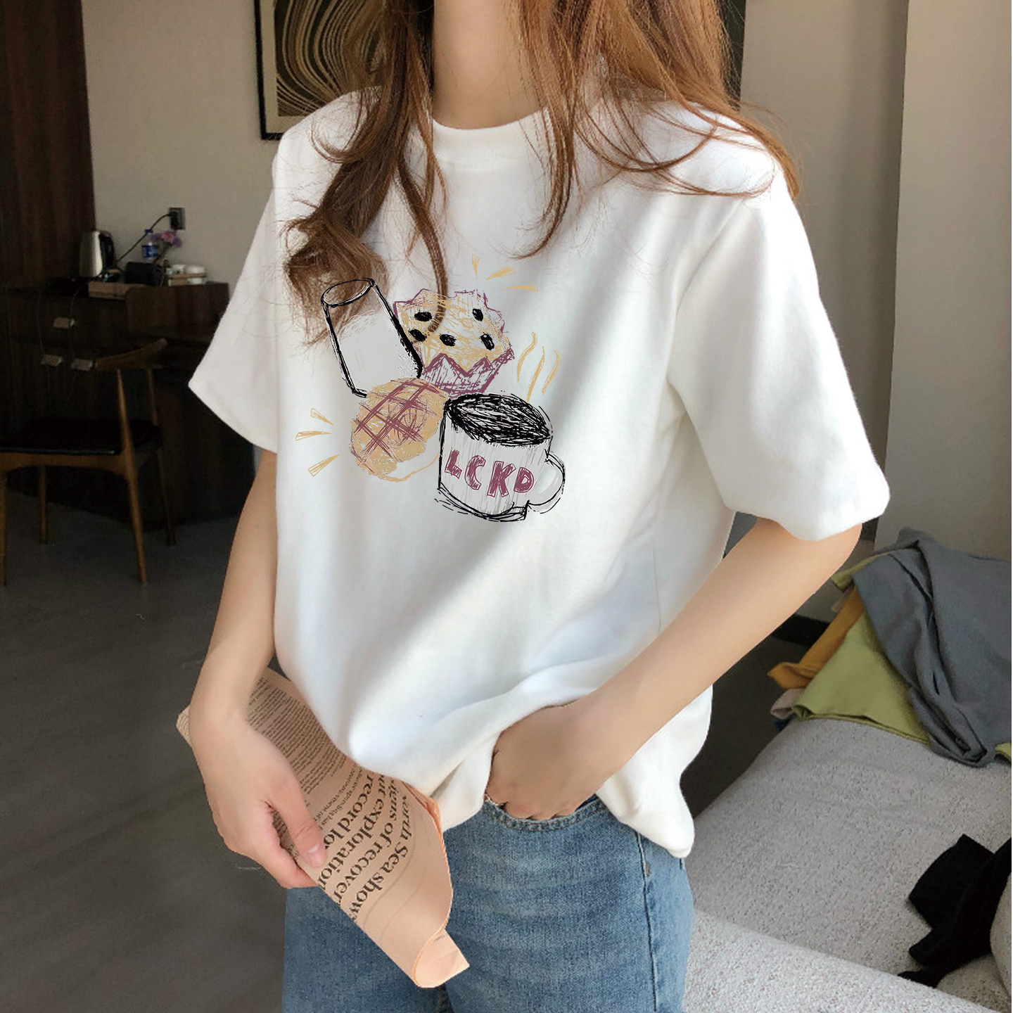 白色纯棉短袖t恤女2025新款夏季宽松显瘦网红爆款减龄上衣高级感