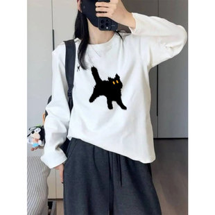 白色宽松长袖t恤女装2026新款早春韩系穿搭内搭可外穿打底衫上衣