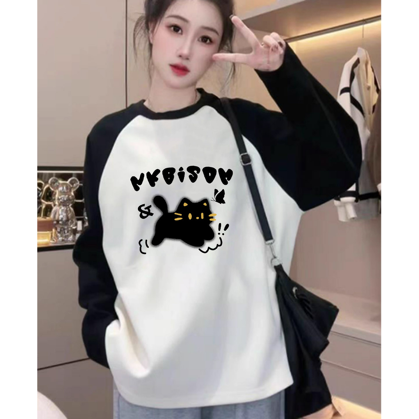 纯棉插肩长袖t恤女装2025新款打底衫早秋chic别致超好看单穿上衣