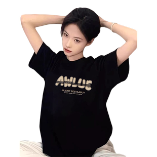 黑色纯棉短袖t恤女装2026早春新款欧货夏季欧洲站潮牌宽松上衣服