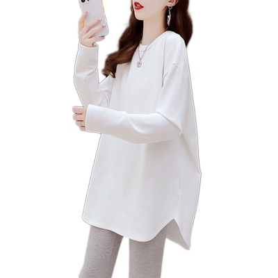 秋冬季加绒打底衫女纯棉长袖上衣