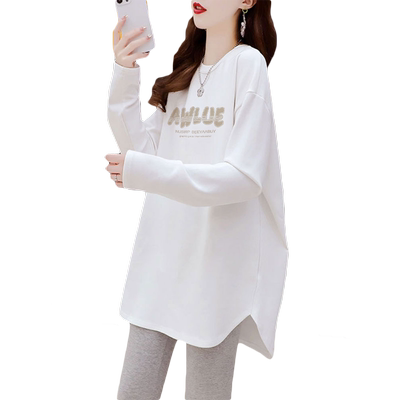 纯棉上衣女装打底衫秋冬中长款