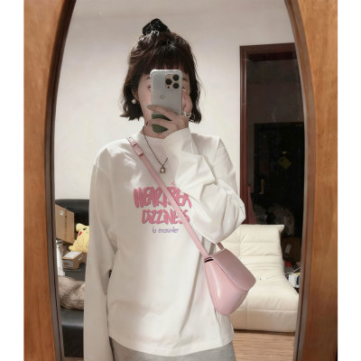 白色纯棉长袖t恤女2025新款爆款秋冬季德绒内搭可外穿打底衫上衣