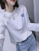 白色纯棉长袖 上衣 欧货欧洲站潮牌秋冬加绒打底衫 t恤女装 2025新款