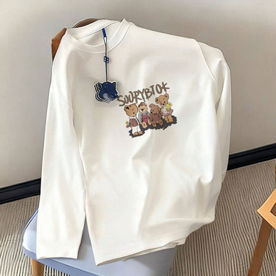 白色纯棉长袖t恤女2025新款秋冬季加绒洋气内搭女士打底衫上衣服