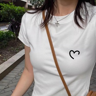 显瘦纯棉短袖 爆款 正肩修身 t恤女2025新款 绝美漂亮小上衣 夏季 韩式