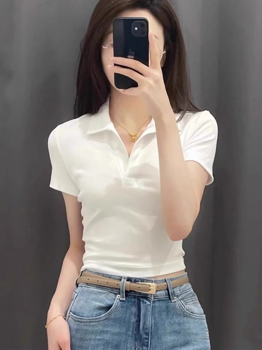 纯棉短袖t恤女2025新款夏季polo