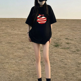 纯棉短袖 小众设计感酷飒拽姐高端欧货潮牌上衣 t恤女2025新款 夏季
