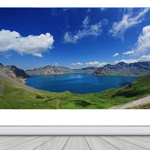 长白山天池画图山水画壁纸墙贴自粘风景画办公室客厅有山有水招财