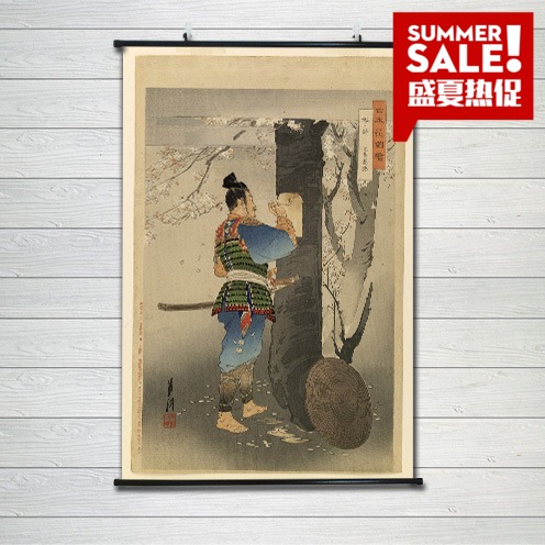 日本浮世绘武士人物壁画料理寿司店酒店宾馆日式家居装饰挂画海报图片