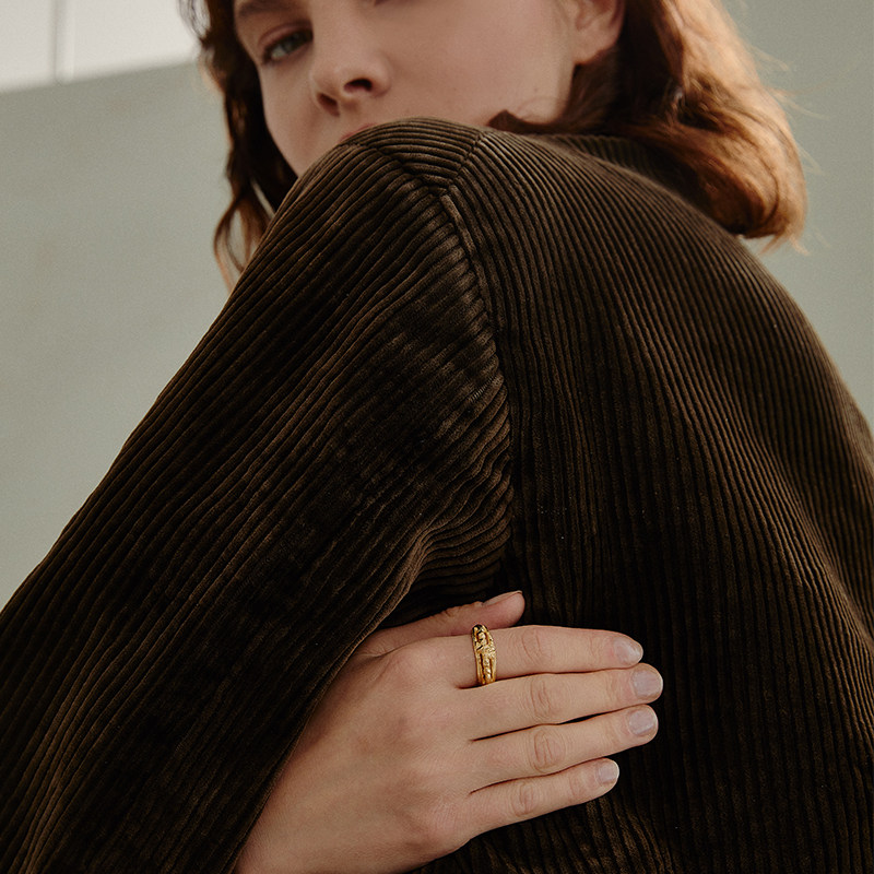 Mob legend原创设计礼物925银戒指女夸张复古麻花情侣款朋克指环