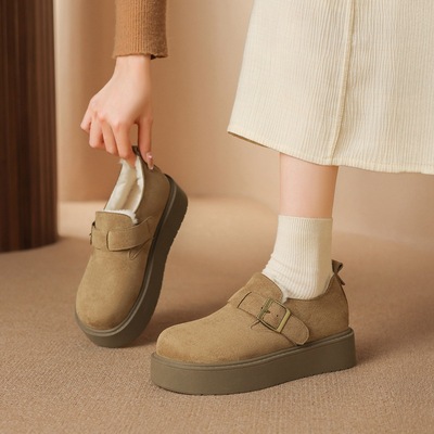 ZHR则则厚底勃肯鞋2025冬季新款加绒加厚保暖东北棉鞋懒人一脚蹬