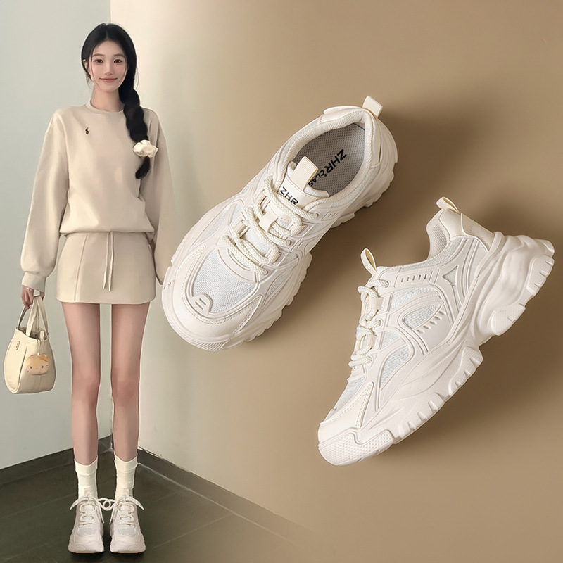ZHR厚底老爹鞋女6cm增高2025春秋季新款透气运动鞋百搭休闲鞋女