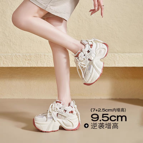 ZHR单网厚底镂空老爹鞋女夏季2026新款小个子镂空休闲鞋增高女鞋