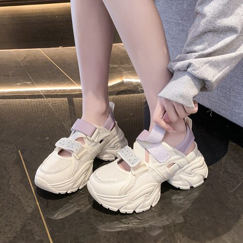 ZHR则则增高5.5CM厚底老爹鞋女2026夏季新款镂空透气运动鞋小个子