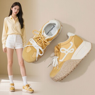 带轻便休闲鞋 ZHR则则7CM内增高阿甘鞋 双鞋 2025新款 女鞋 真皮老爹鞋