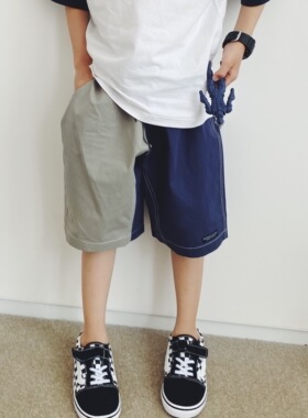 COLAKIDS21夏新款男儿童撞色拼接短裤日系潮款休闲洋气棉五分裤子