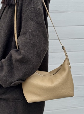 高级感头层togo牛皮腋下通勤包单肩斜挎包饺子包复古休闲Hobo女包