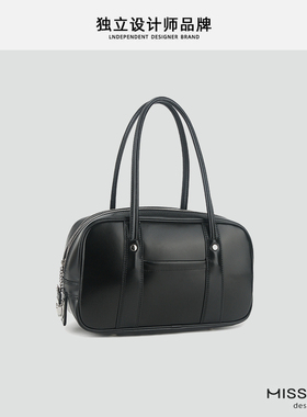 2026年新款复古牛皮保龄球包小众手提包大容量通勤百搭单肩包