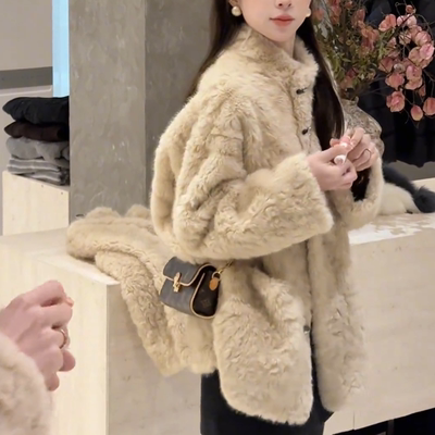 加厚保暖羊羔毛外套女冬