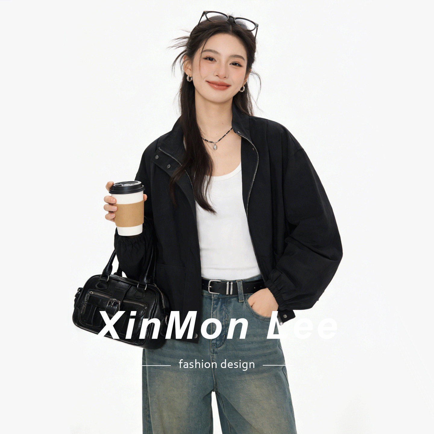 美式韩版复古简约短款立领冲锋衣早春宽松百搭休闲显瘦夹克外套女