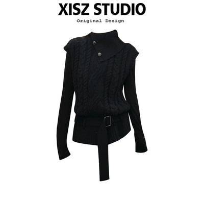 美式复古翻领粗针绞花针