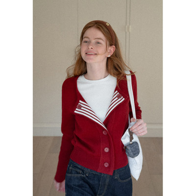 EGGKA条纹撞色拼接毛针织