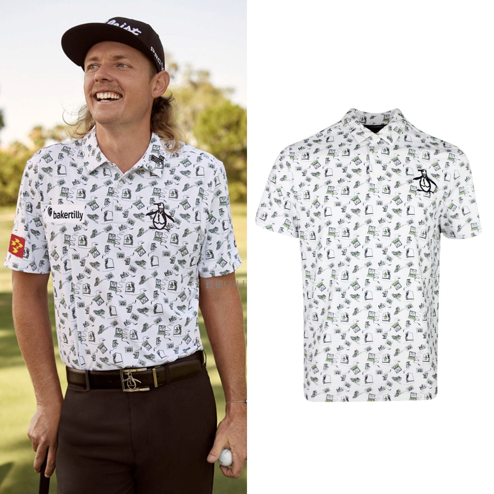 代购Original Penguin Golf Tour Arcade Print男子高尔夫短袖衫图片