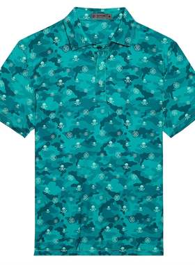 代购GFORE ICON CAMO POLO男子G4时尚绿色高尔夫短袖衫