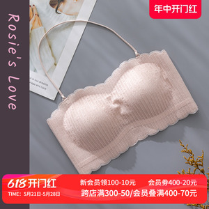 夏季抹胸内衣女无肩带防走光蕾丝吊带挂脖小胸聚拢美背心式文胸罩