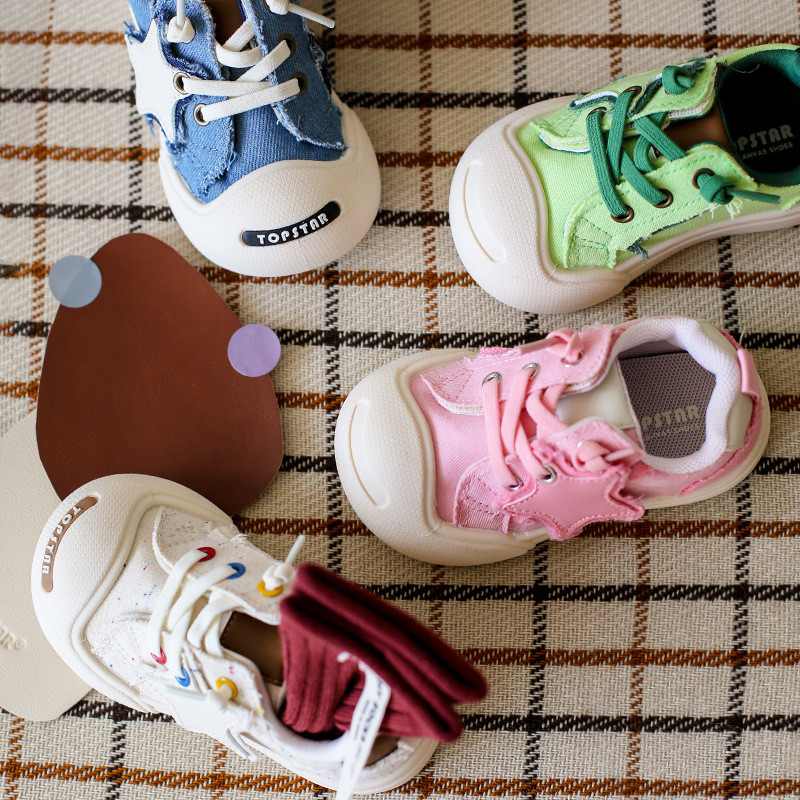 Milo7c-自制 儿童开口笑帆布鞋秋季韩男女童星星板鞋幼儿园室内鞋,童鞋/婴儿鞋/亲子鞋,帆布鞋,淘宝优惠券,粉丝福利购,淘宝优惠卷