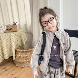 Milo7c-自制 抓绒卫衣外套儿童休闲拉链衫男童女童上衣韩风秋冬款