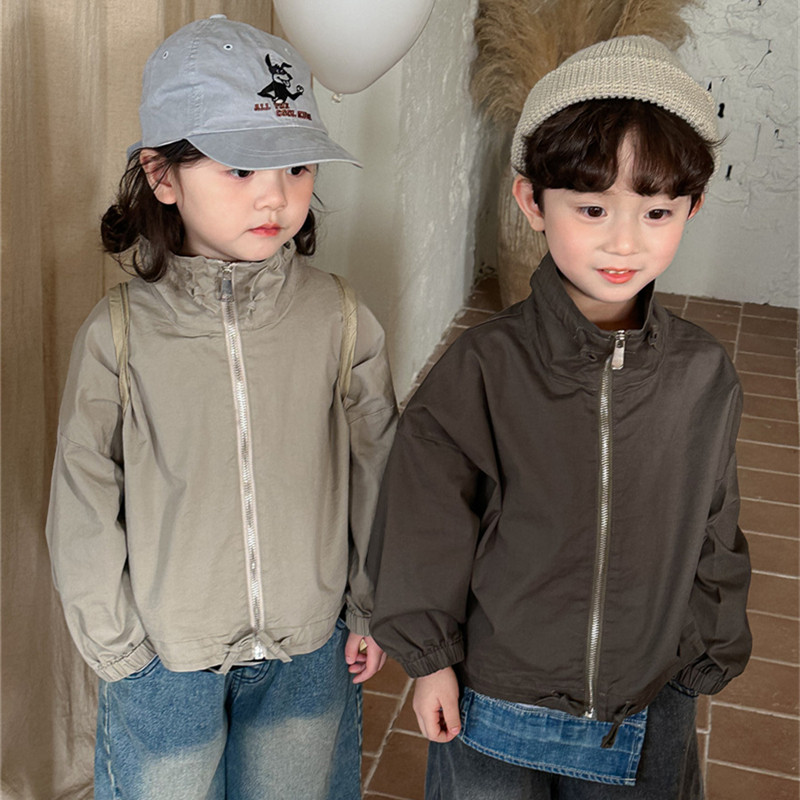 简约宽松上衣拉链外套薄翻领夹克